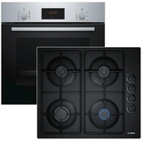 Bosch Backofen HBF114ESO mit Gas-Kochfeld POP6B6B10 - autark, 60cm