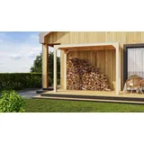 Karibu Pavillon Cubus halb mit Flachdach inkl. gratis H-Pfostenanker