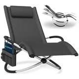 eloneo Schaukelliege Outdoor mit Tasche, Relaxliege bis 180 kg Belastbarkeit, Schaukelsessel Outdoor, Liegestuhl wetterfest, Sonnenliege für Garten und Balkon, anthrazit