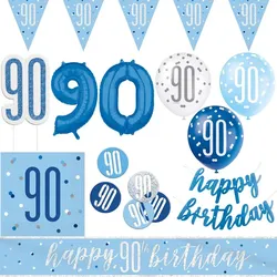 90. Geburtstag Partydeko blau Mann hellblau Geburtstagsparty Artikel Set Erwachsen