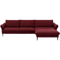 Hukla Ecksofa, Rot, Leder, Echtleder, Longlife-Leder, Semi-Anilinleder, 4-Sitzer, Ottomane rechts, L-Form, 334x172 cm, Goldenes M, erweiterbar, Fußauswahl, Lederauswahl, Stoffauswahl, planbar, Sitzqualitäten, seitenverkehrt erhältlich, Hocker Rücken echt, individuell planbar, Wohnzimmer, Sofas & Couches, Wohnlandschaften, Ecksofas