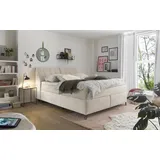 Set One by Musterring Boxspringbett »Fairfield«, Kopfteil in Kassenoptik, Metallfuß schwarz, Breite 160 oder 180 cm beige