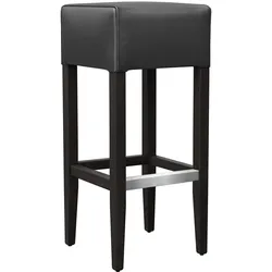 2er-Set FRANCESCO | Gastro Barhocker | Leder | Holz | Schwarz | ohne Lehne