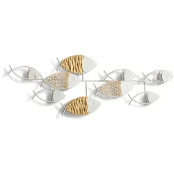 Wanddeko Fische 76 x 27 cm Metall Weiß