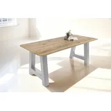 Trelevo® Esstisch Lotte - runde Ecken - A-Gestell braun 180 cm x 77 cm x 90 cm