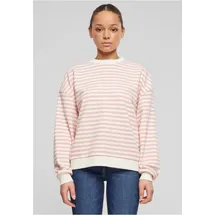 URBAN CLASSICS Oversized Striped Sweatshirt Lemonade Pink / White Sand XL