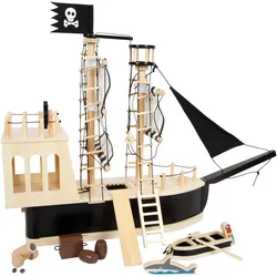 Spielzeug-Schiff SMALL FOOT "Piratenschiff, aus Holz" Spielzeugfahrzeuge schwarz (natur, schwarz) Kinder Spielzeugautos