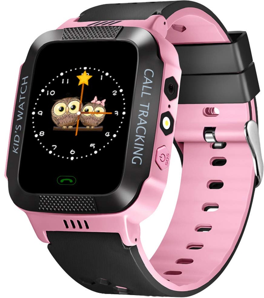 TOPCHANCES Phone Smart Watch for Kids,1.44" HD Full Touch Screen Larger Battery SOS Tracker, Clock Photo Answer Call Chat Can Be Used Independently with Strap (Schwarz Rosa)