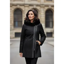 Hollert German Leather Fashion Lammfellmantel - KATE - Größe: XXL | Farbe: Schwarz - Schwarz - XXL
