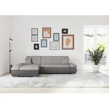 DOMO collection Eckcouch Kunstleder 3-Sitzer Grau/Silber