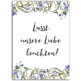 50 Knicklichtschilder Hochzeit Schilder für Knicklichter "Lass unsere Liebe leuchten" (Blaue Hochzeit)