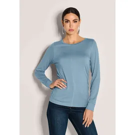 Madeleine Langarmshirt mit gerafften Seiten in rauchblau | Gr.: 42