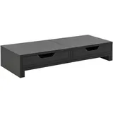 [en.casa] Monitorständer Marttila mit 2 Schubladen 60x22x11cm Bildschirmerhöhung für Laptop Computer Notebook Dunkelgrau