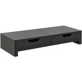 [en.casa] Monitorständer Marttila mit 2 Schubladen 60x22x11cm Bildschirmerhöhung für Laptop Computer Notebook Dunkelgrau