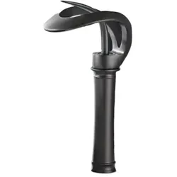 KLARWERK NAVIS | Design Wasserfall Wasserhahn Bad Schwarz hohe Badarmatur | Elegante Premium Edelstahl Armatur Für hohe Waschbecken|Mischbatterie 2 Anschlüsse