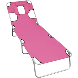 vidaXL Klappbare Sonnenliege mit Kopfkissen Stahl Magento Rosa