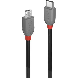 Lindy USB-Kabel USB 2.0 USB-C® Stecker, USB-Micro-B Stecker 3.00m Schwarz 36893