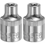 QUARKZMAN 3/8" x E6 Torx Bit Set, 2 Stück Torx Nuss Set Schrauber Sechskant Steckschlüsseleinsätze, Antrieb Tiefnuss Stern-Stecknuss für Auto Reparaturen Hauswartung DIY Handarbeit