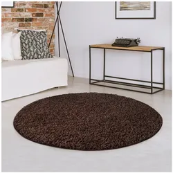 Karat Shaggy-Teppich   Barcelona   Dunkelbraun 92   Rund