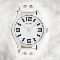 Oozoo Leder Damen Uhr C1050 Analog Quarzuhr Armband weiß Timepieces UOC1050A