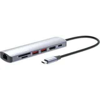 Manhattan 153966 inkl. Ladefunktion, USB-C PD 7-in-1 4K Dockingstation 1xHDMI 2xUSB 10Gb/s