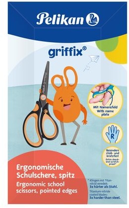 Preisvergleich Produktbild Pelikan Schere griffix® Schulschere spitz für Rechtshänder NeonBlack