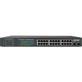 InLine PoE+ Gigabit Netzwerk Switch 24 Port, 1Gb/s, 2xSFP,19"1HE (inkl. Winkel)