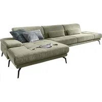 Ecksofa DIE PLANBAR "MP-IN20126 L-Form" Sofas Gr. B/H/T: 328cm x 82cm x 190cm, Chenille, Ottomane links, Kopfteilverstellung-Klappbarer Anstellhocker-Armteilverstellung-Sitztiefenverstellung, grün mit Kopfteilverstellung, optional Funktionen, Federkern