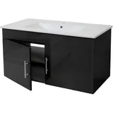 MCW Waschbecken + Unterschrank MCW-D16, Waschbecken Waschtisch, MVG-zertifiziert, hochglanz 90cm ~ schwarz