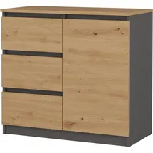 Top e shop Topeshop 1D3S ANT/ART BA KPL Kommode - Grau/Braun