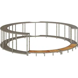 vidaXL Whirlpool-Umrandung Holztreppe grau 243 x 55 cm