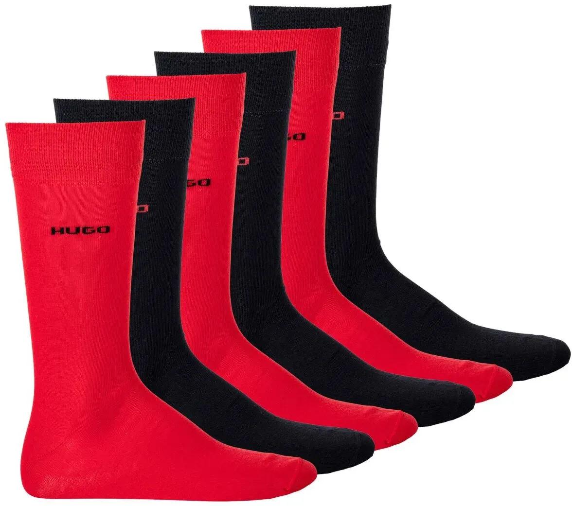 HUGO Herren Socken, 6er Pack - RS Uni CC, Kurzsocken, mittelhoch, Logo, uni Rot 39-42