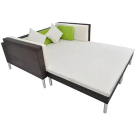 vidaXL Lounge Set 4-tlg. Polyrattan Auflagen cremeweiß braun