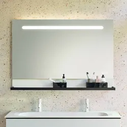 burgbad Fiumo Spiegel mit LED-Beleuchtung und Wandpaneel##Breite 800 mm Metallreling, Boxen in Schwarz Weiß Matt T2 Schalte .. SFXP080-PN491