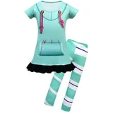 Lito Angels Prinzessin Vanellope Kleid Kostüm Verkleidung mit Leggings für Kinder Mädchen Größe 7-8 Jahre 128, Mintgrün