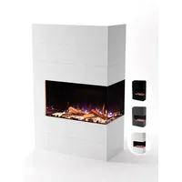 GLOW FIRE Elektrokamin LED E-Motion 3D - Portia, täuschend echte Flamme mit Heizung, 3 Dekorationen weiß