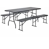 Oviala Set aus Tisch und 2 klappbaren Bänken aus HDPE