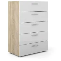 VCM Kommode Petra 70 x 40 x 102 cm Eiche Struktur Dekor / Weiß