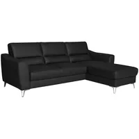 Livetastic Ecksofa, Schwarz, Textil, Leder, Echtleder, Rindleder, 3-Sitzer, seitenverkehrt montierbar, L-Form, 241x168 cm, Made in EU, Bettkasten erhältlich, Lederauswahl, Bettfunktion Rücken echt, Wohnzimmer, Sofas & Couches, Wohnlandschaften, Ecksofas