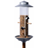 Luxus-Vogelhaus Futterspender 28820 mit Acrylglassilo, Metall, Silber, für Wildvögel, Singvögel, Kleiber, Kohlmeise, Sperling, Star, Blaumeise, Rotkehlchen