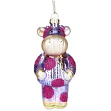 Brubaker Kuh im Strickanzug Pink - Handbemalte Weihnachtskugel aus Glas - Mundgeblasener Christbaumschmuck Figuren lustig Deko Anhänger Baumkugel - 13 cm