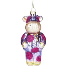 Brubaker Kuh im Strickanzug Pink - Handbemalte Weihnachtskugel aus Glas - Mundgeblasener Christbaumschmuck Figuren lustig Deko Anhänger Baumkugel - 13 cm