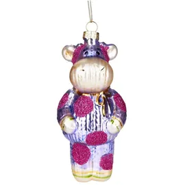 Brubaker Kuh im Strickanzug Pink - Handbemalte Weihnachtskugel aus Glas - Mundgeblasener Christbaumschmuck Figuren lustig Deko Anhänger Baumkugel - 13 cm