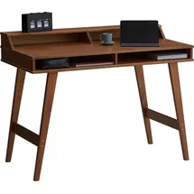 Idimex Schreibtisch Luna mit 2 offenen Fächern, Arbeitstisch aus Massivholz in Kastanien farben, Bürotisch mit konischen Füßen, Computertisch mit Aufsatz