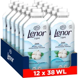 Lenor Weichspüler, 12x38 Waschladungen, Light Frische Baumwollblüte, 24H Milde Langanhaltende Frische