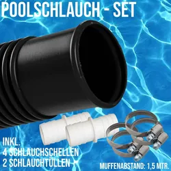 32mm Schwimmbadschlauch Pool Solar Saug Teich Schlauch blau / schwarz - SET 32mm...