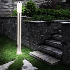 GLOBO Aussenlampe mit Steckdosen Außensteckdose mit Licht Garten Aussensteckdose Edelstahl, App Steuerung dimmbar, 1x Smart RGB LED 5W 2700-6400K, DxH 7,6x110 cm