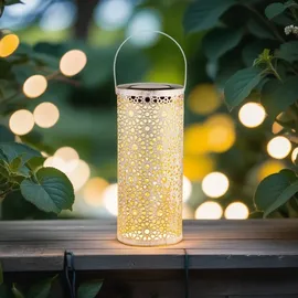 Marrakesch Orient & Mediterran Interior 2er Set Orientalische Solarlaterne Solar Laterne Windlicht Noum Weiss