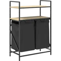 VidaXL Wäschekorb 2 Fächer mit Ablagen Sonoma Eiche