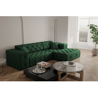 Fun Möbel Ecksofa Designersofa CHANTAL in Stoff Opera Velvet Grün Ottomane Rechts